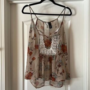 BKE Tan Asymmetrical Embellished Peplum Tank Top